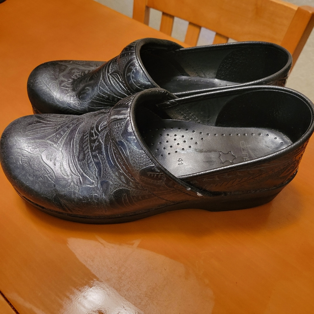 Dansko Black Patterned Clogs